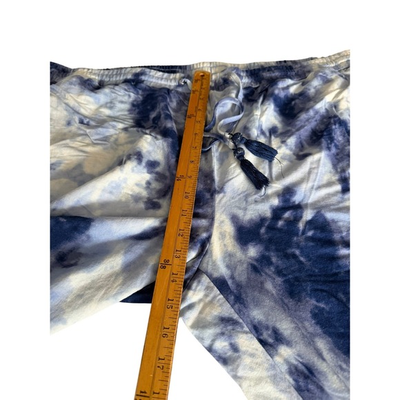 Belle Beach Kim Gravel Blue Tie Dye Wide Leg Crop Pants Tassel Drawstring 3XT - Picture 3 of 9